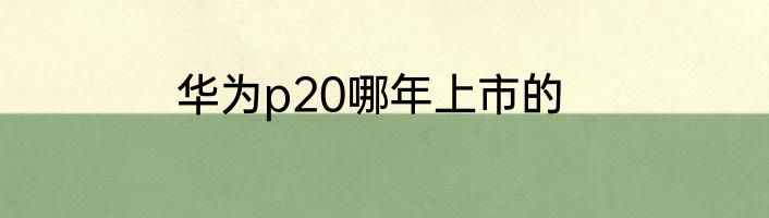 华为p20哪年上市的