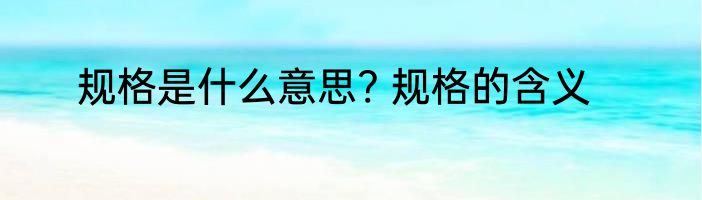 规格是什么意思? 规格的含义