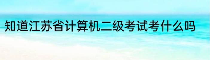 知道江苏省计算机二级考试考什么吗