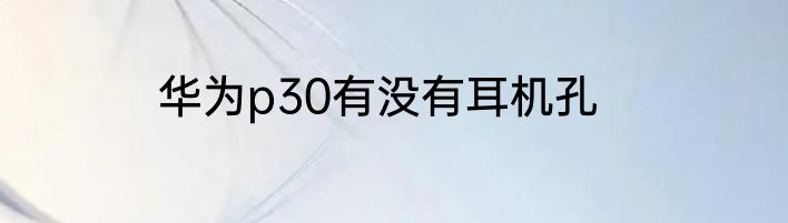 华为p30有没有耳机孔