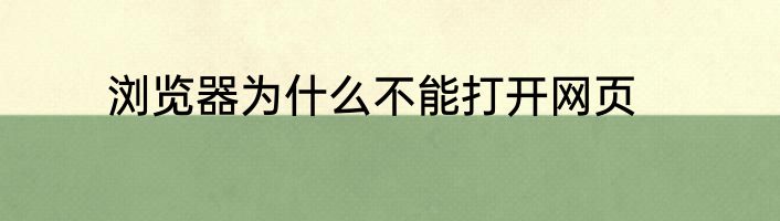 浏览器为什么不能打开网页