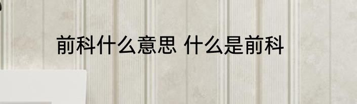 前科什么意思 什么是前科