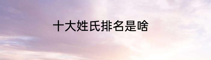 十大姓氏排名是啥