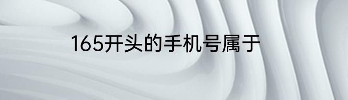 165开头的手机号属于