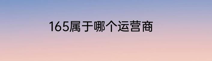 165属于哪个运营商