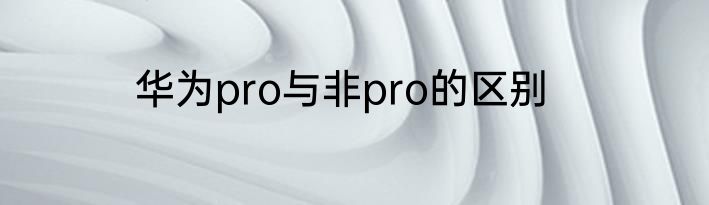 华为pro与非pro的区别