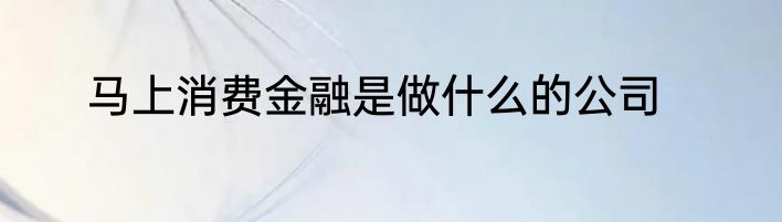 马上消费金融是做什么的公司