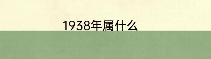 1938年属什么