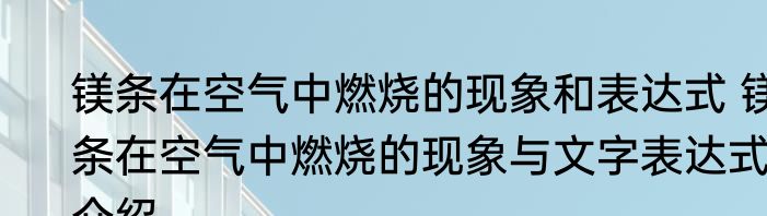 镁条在空气中燃烧的现象和表达式 镁条在空气中燃烧的现象与文字表达式介绍