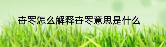 卋罖怎么解释卋罖意思是什么