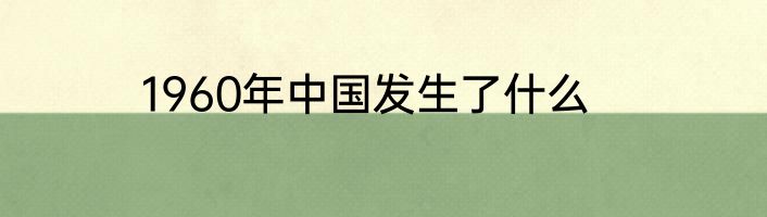 1960年中国发生了什么