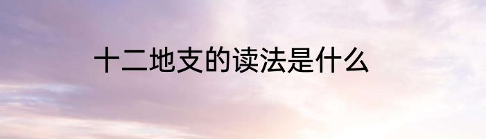 十二地支的读法是什么