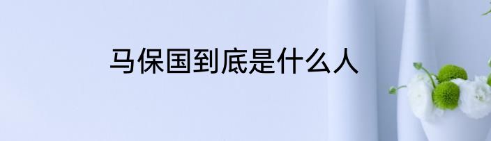 马保国到底是什么人