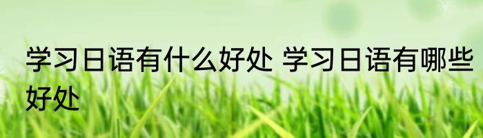 学习日语有什么好处 学习日语有哪些好处