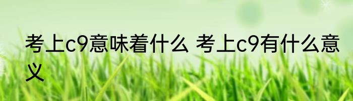考上c9意味着什么 考上c9有什么意义