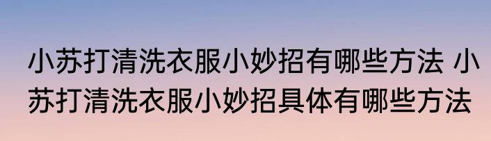 小苏打清洗衣服小妙招有哪些方法 小苏打清洗衣服小妙招具体有哪些方法