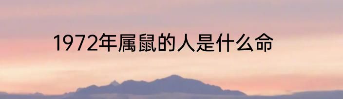 1972年属鼠的人是什么命