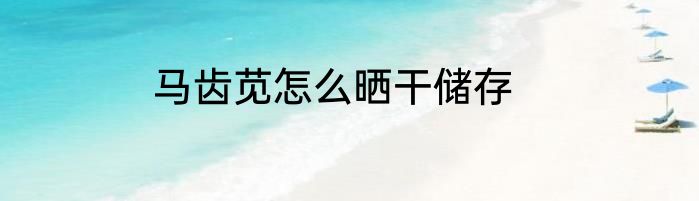 马齿苋怎么晒干储存