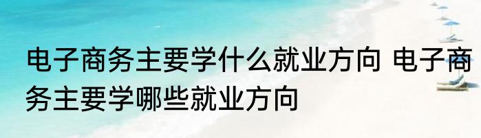 电子商务主要学什么就业方向 电子商务主要学哪些就业方向