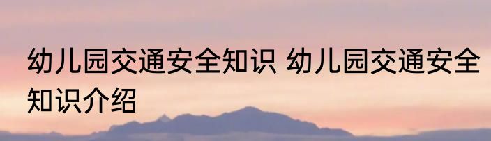 幼儿园交通安全知识 幼儿园交通安全知识介绍