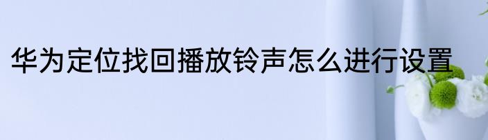 华为定位找回播放铃声怎么进行设置