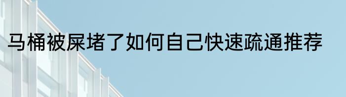 马桶被屎堵了如何自己快速疏通推荐