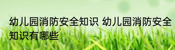 幼儿园消防安全知识 幼儿园消防安全知识有哪些