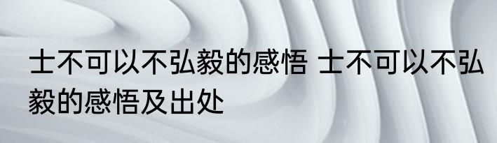 士不可以不弘毅的感悟 士不可以不弘毅的感悟及出处