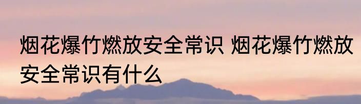 烟花爆竹燃放安全常识 烟花爆竹燃放安全常识有什么