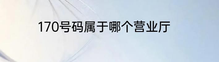 170号码属于哪个营业厅