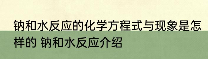 钠和水反应的化学方程式与现象是怎样的 钠和水反应介绍