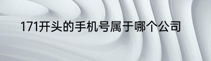 171开头的手机号属于哪个公司