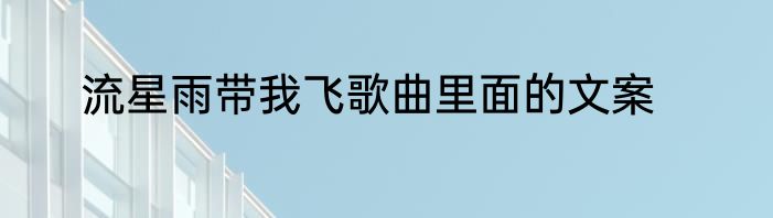 流星雨带我飞歌曲里面的文案