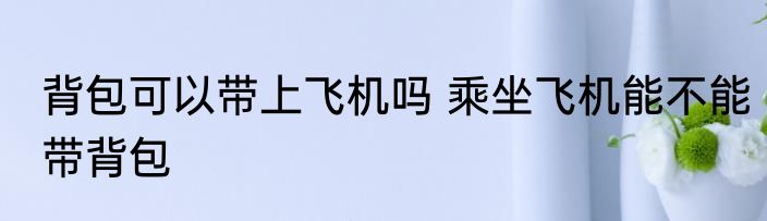 背包可以带上飞机吗 乘坐飞机能不能带背包