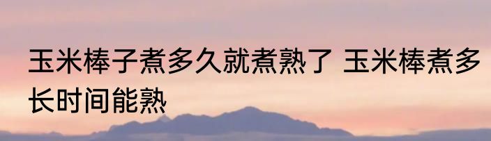 玉米棒子煮多久就煮熟了 玉米棒煮多长时间能熟