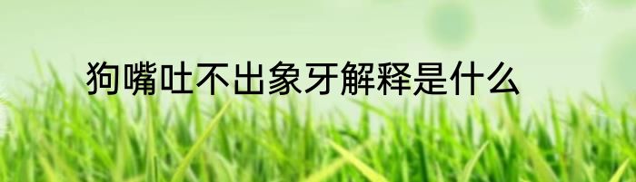 狗嘴吐不出象牙解释是什么