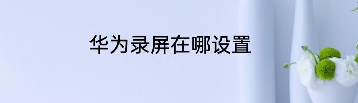 华为录屏在哪设置