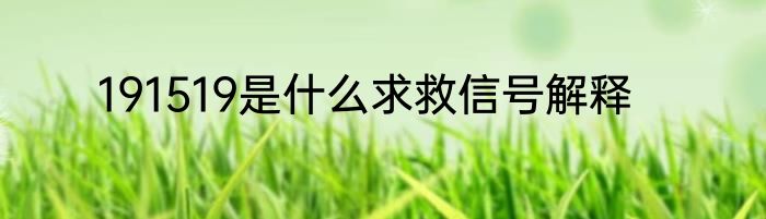 191519是什么求救信号解释