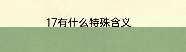 17有什么特殊含义