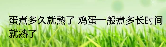 蛋煮多久就熟了 鸡蛋一般煮多长时间就熟了