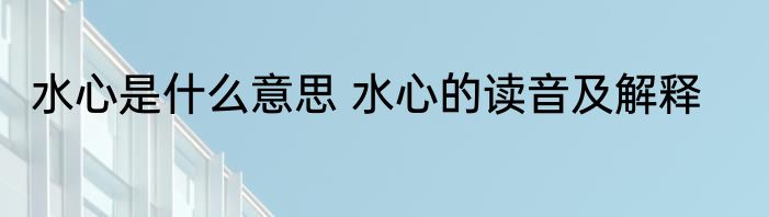 水心是什么意思 水心的读音及解释