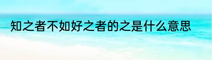 知之者不如好之者的之是什么意思