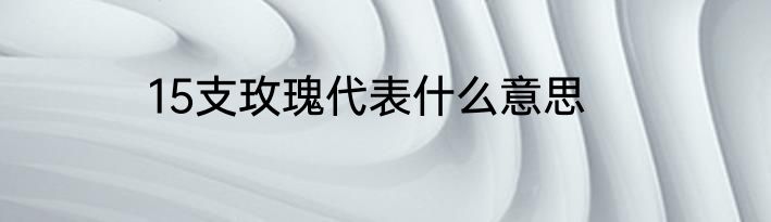 15支玫瑰代表什么意思