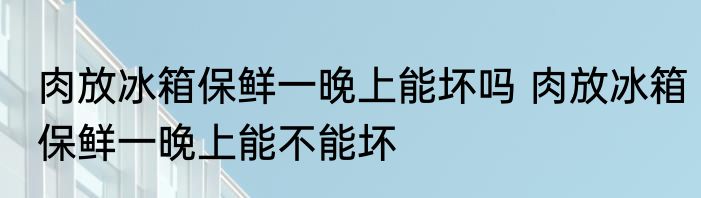 肉放冰箱保鲜一晚上能坏吗 肉放冰箱保鲜一晚上能不能坏