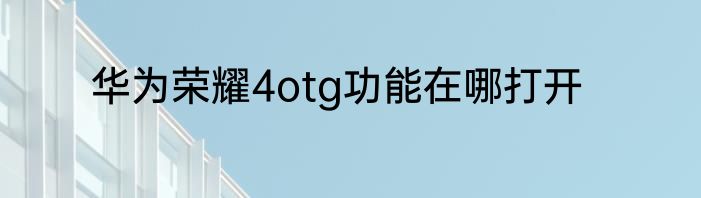 华为荣耀4otg功能在哪打开