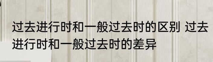 过去进行时和一般过去时的区别 过去进行时和一般过去时的差异