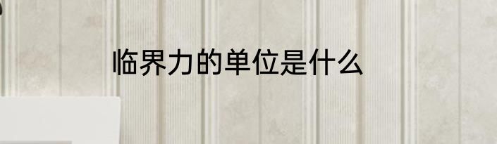 临界力的单位是什么