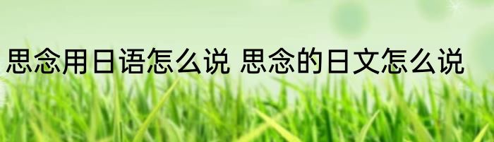 思念用日语怎么说 思念的日文怎么说