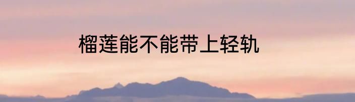 榴莲能不能带上轻轨