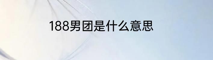 188男团是什么意思